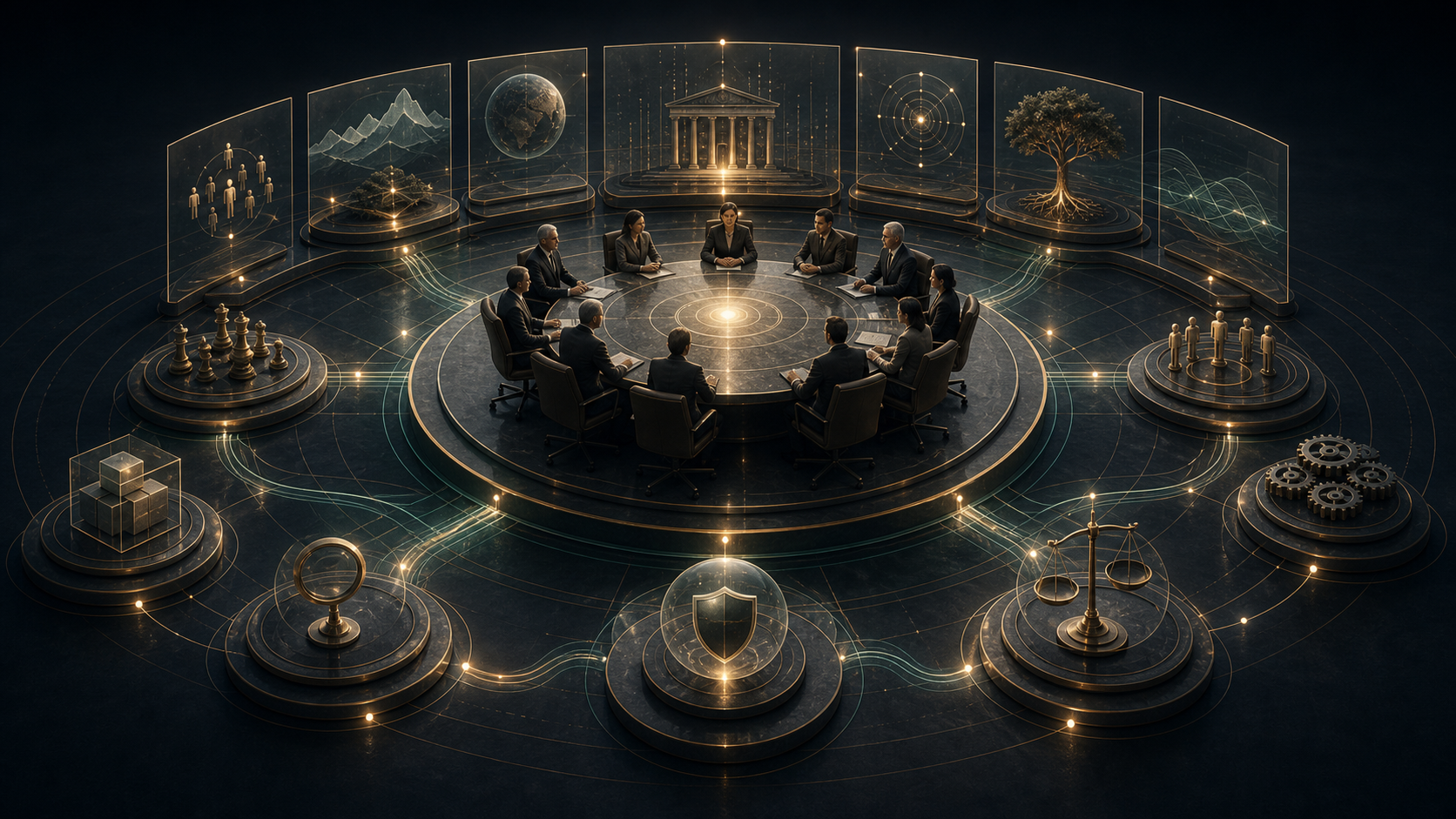 Board governance system connecting oversight, strategy, accountability, and independent judgement.