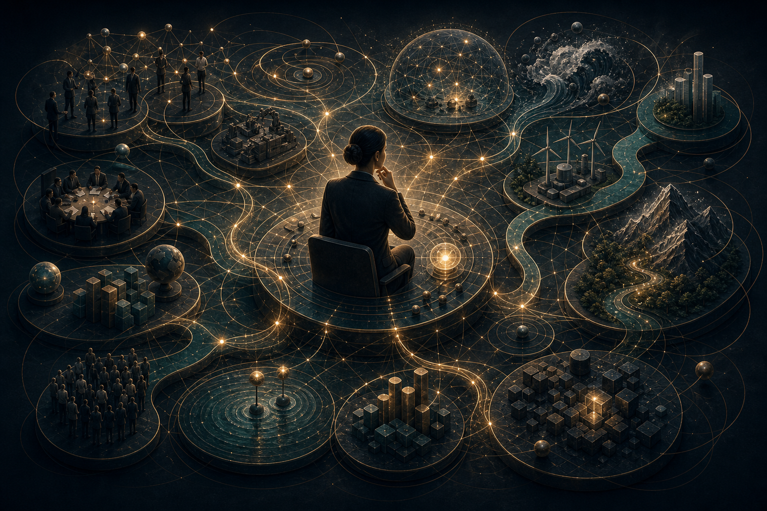 A leader navigating interdependent systems, uncertainty, feedback loops, and adaptive decisions.