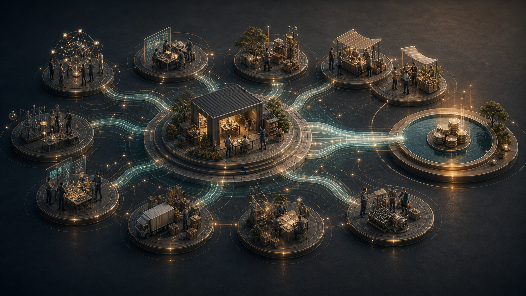 Entrepreneurial value streams connecting opportunity, experimentation, customers, and margin improvement.