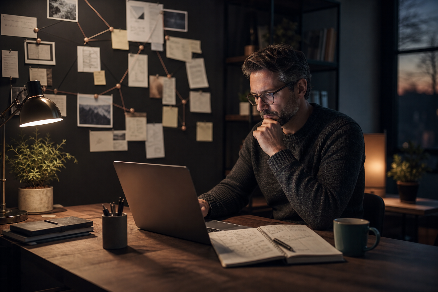 An operator using connected evidence and working notes to build a practical knowledge and decision system.