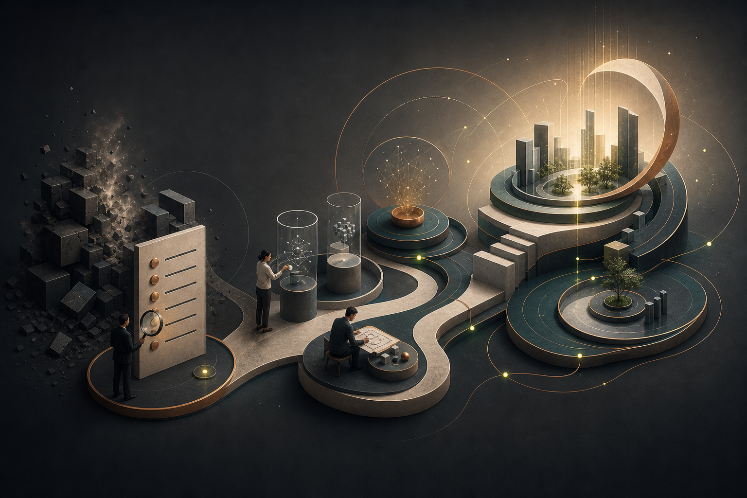 Old structures transforming into new capability platforms through disciplined innovation and renewal.