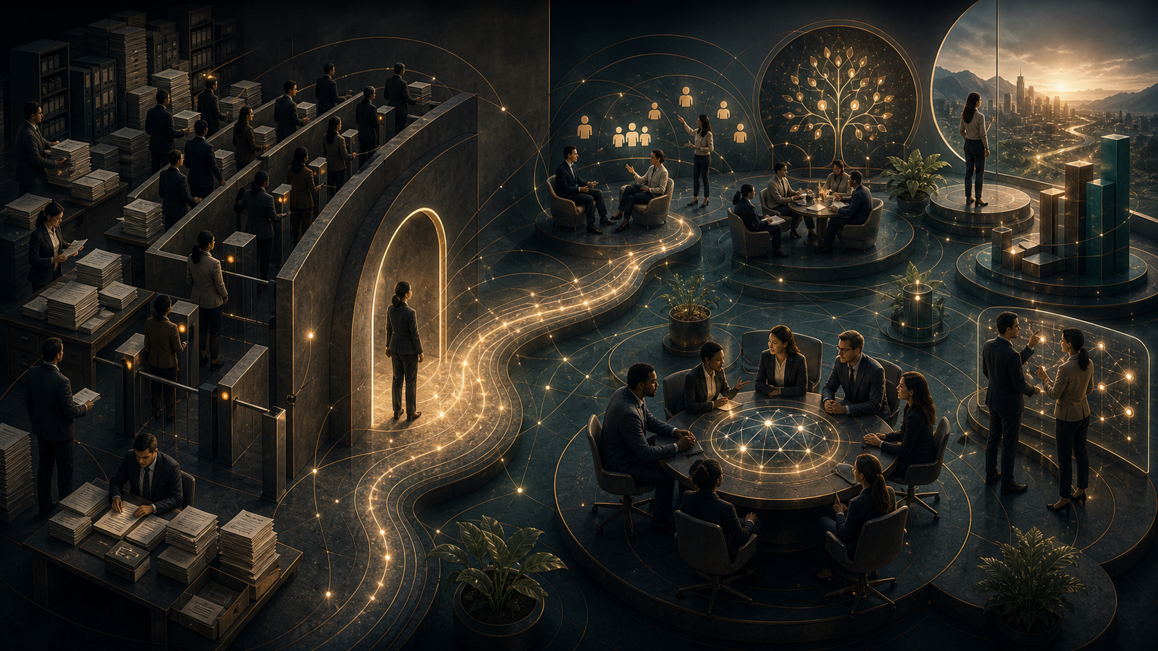 Human resources evolving from compliance processes into strategic workforce and culture architecture.