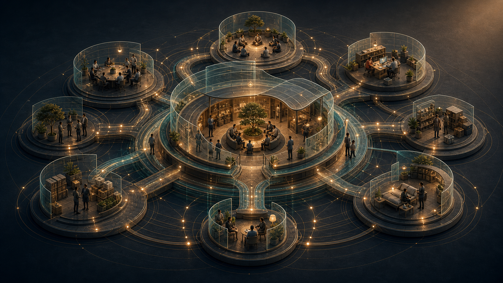 Organizational support architecture with clear roles, practical help, boundaries, and accountability pathways.