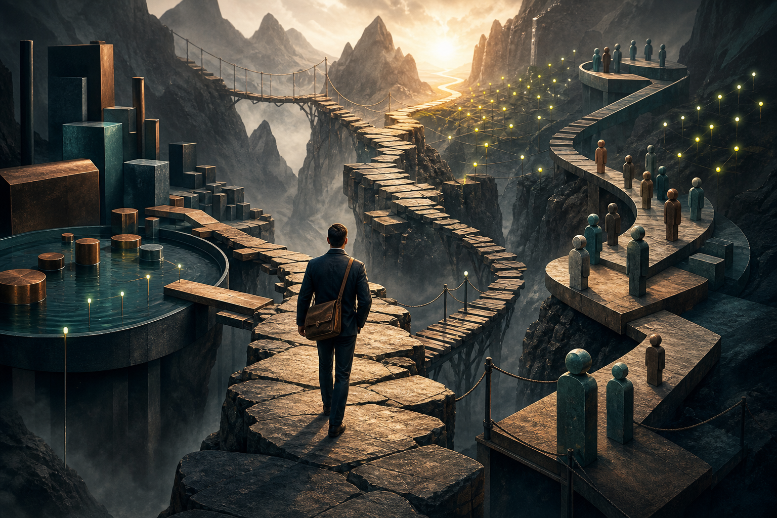 An entrepreneur navigating uneven market pathways, resource constraints, and opportunity signals.