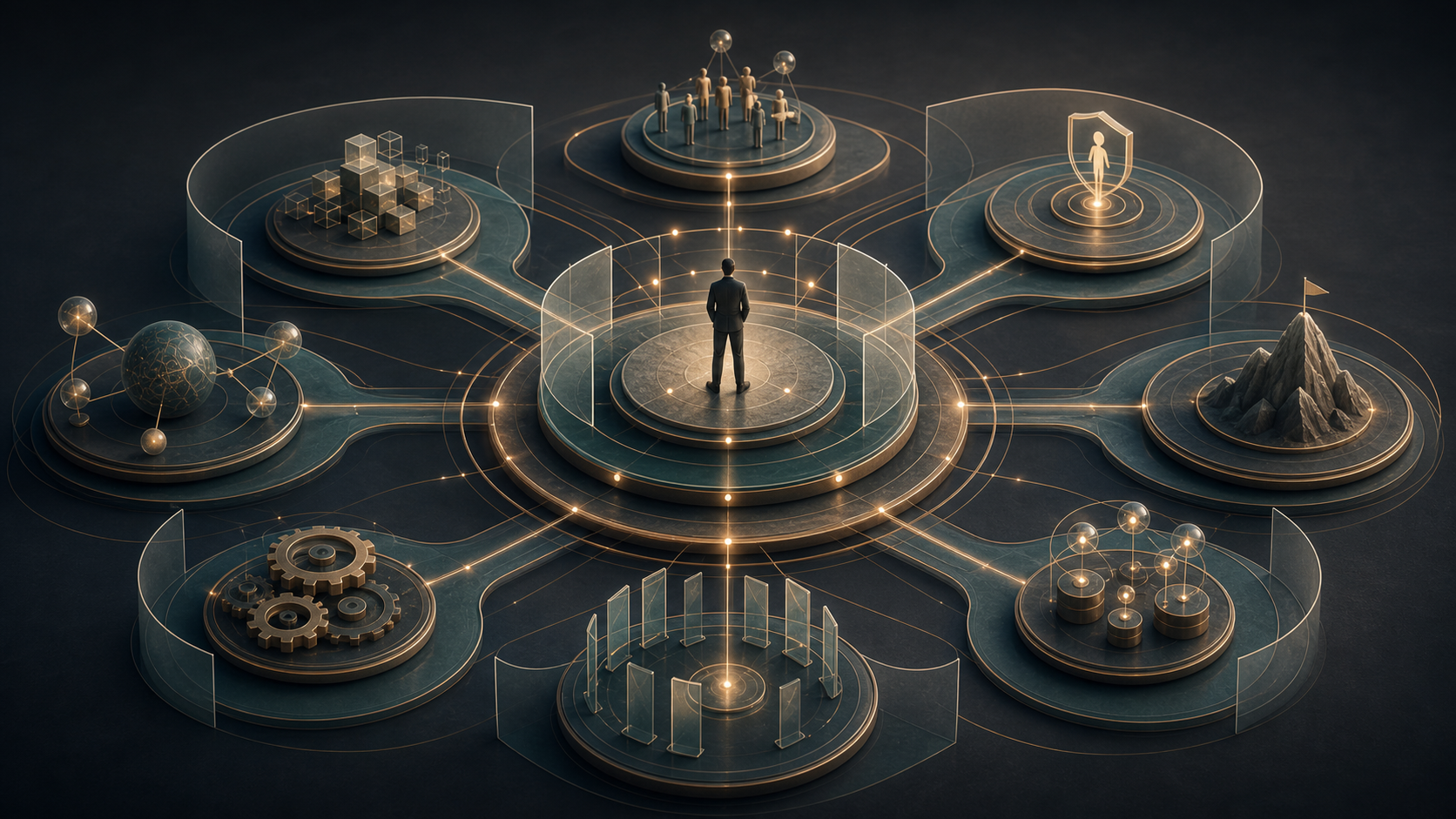 Central job-role platform connected to responsibility zones, decision rights, boundaries, and outcomes.